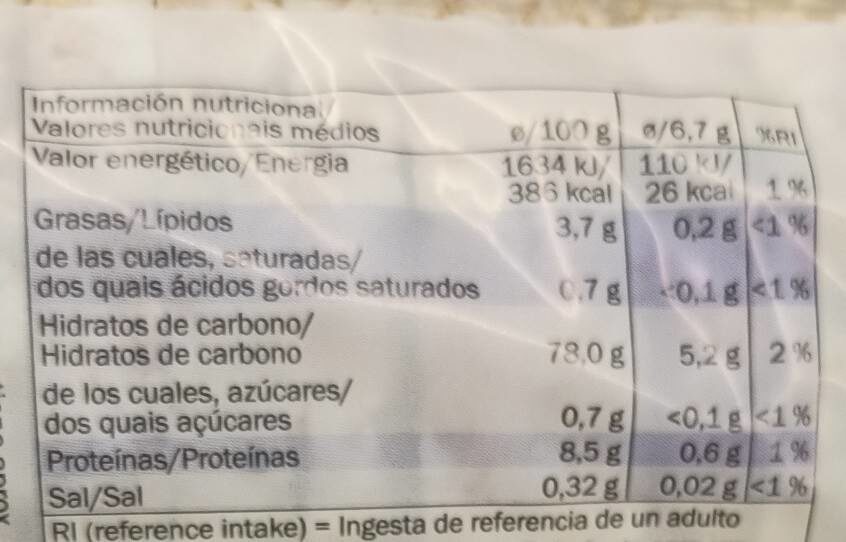 Tortitas de arroz - Nutrition facts - en