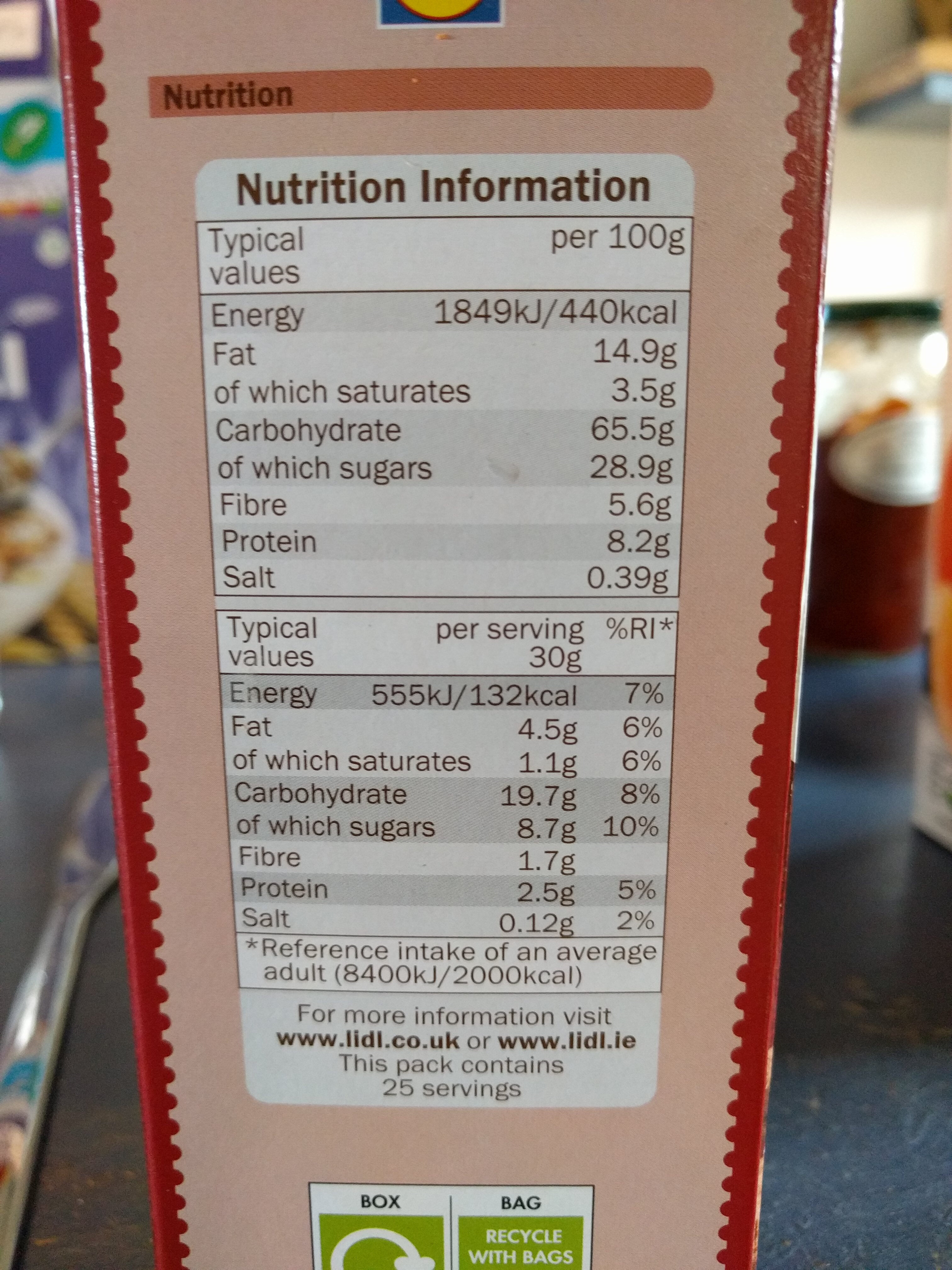 Nutty pillows + - Nutrition facts - en