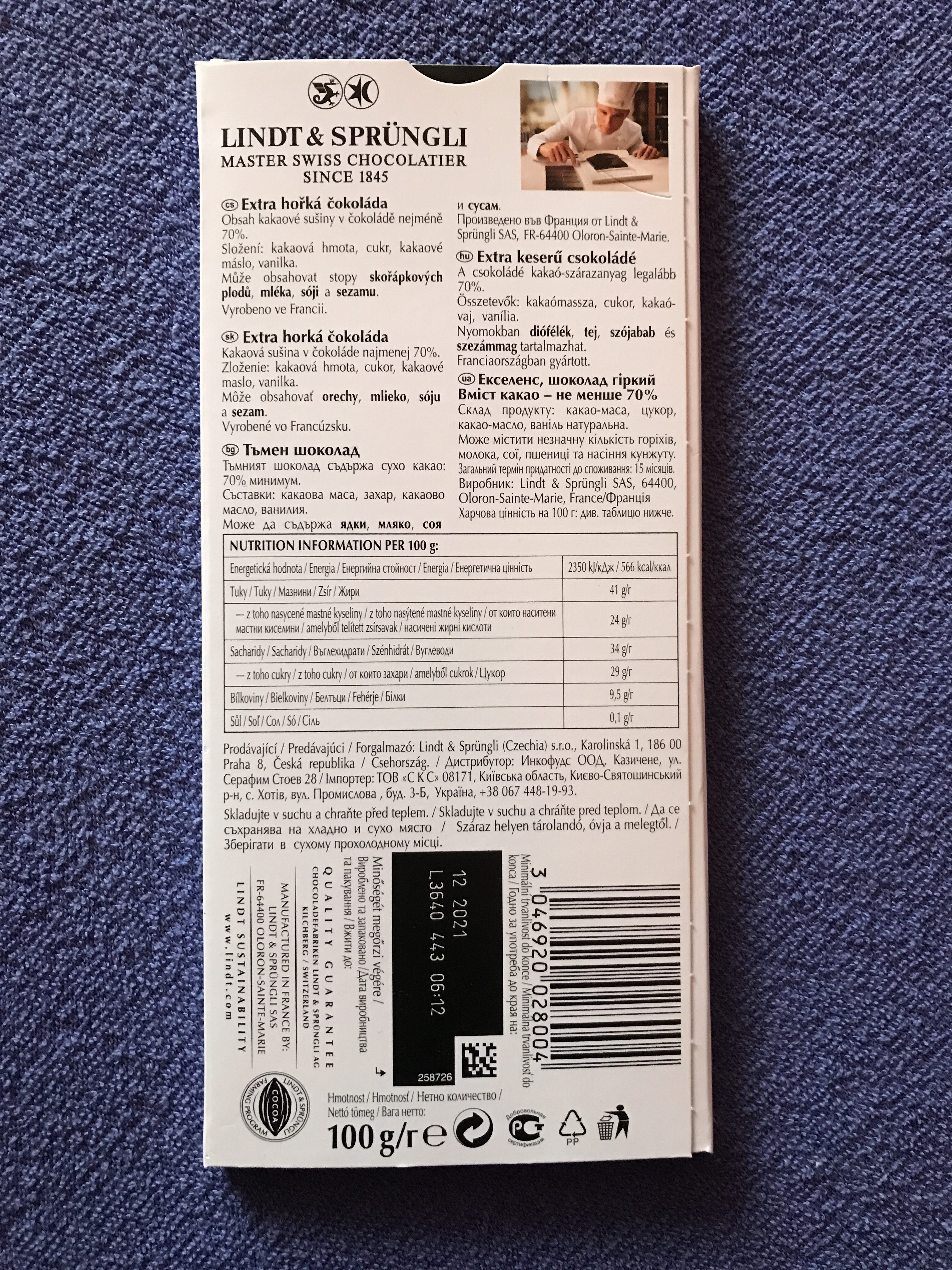 Schokolade 70% cocoa - Recycling instructions and/or packaging information - en
