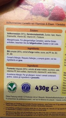 Weetabix Original : 95% Blé Complet - Ingredients - fr