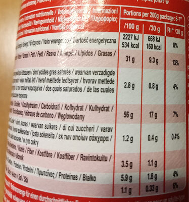 Pringles Original - Nutrition facts - en