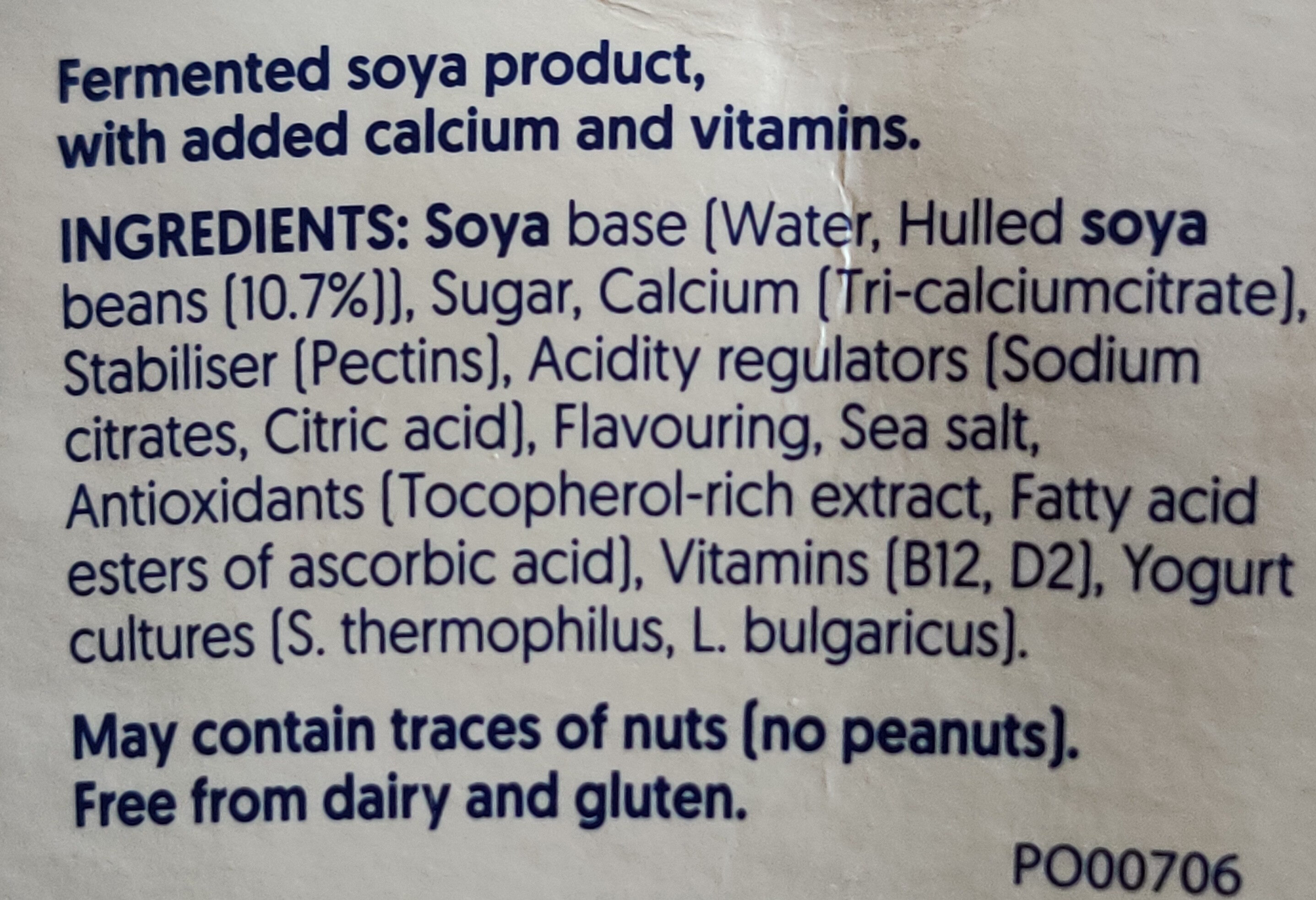 Simply plain - soya yogurt - Ingredients - en