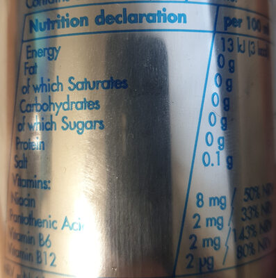 Red Bull Sugar Free - Nutrition facts - en